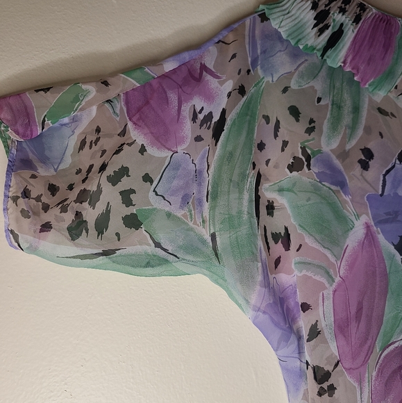 Rare Vintage Miss Dior lavender, sage, pink tulip floral lingerie Blouse - Picture 5 of 11